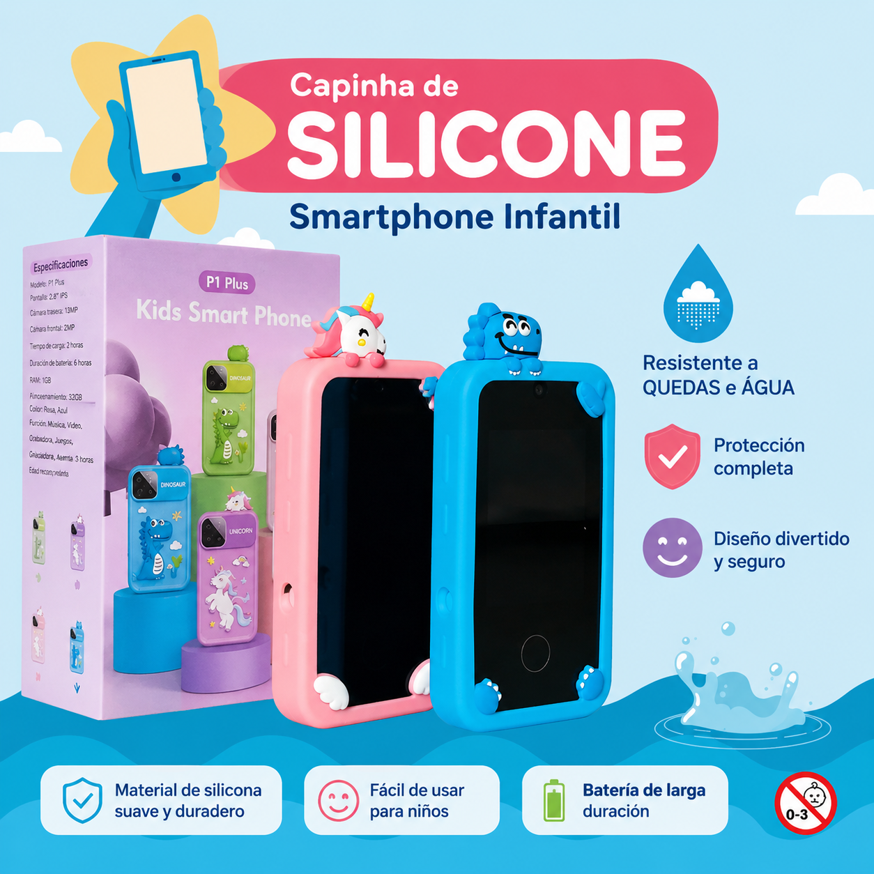 🎁 ¡El Regalo Perfecto para tu Hijo! 📱 Mini Smartphone Infantil con Forro de Silicona Incluido