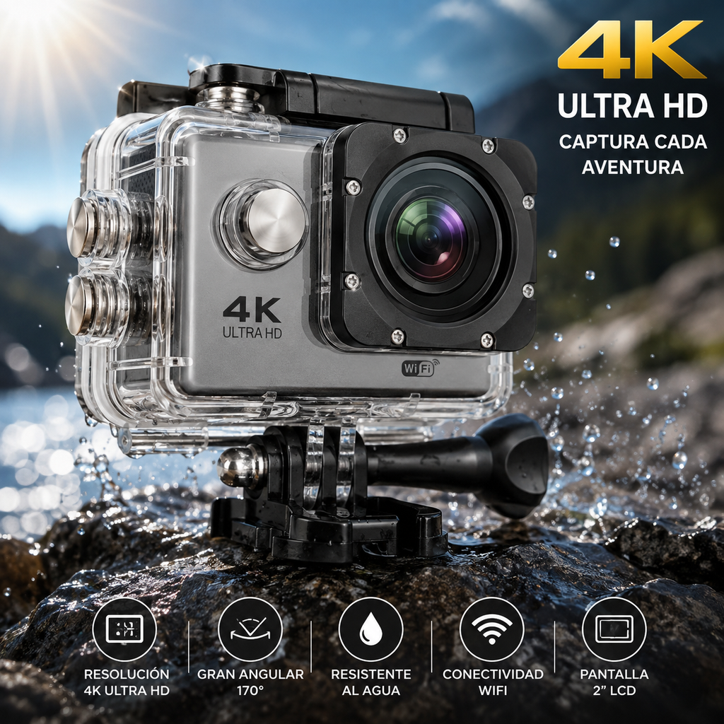 🔥 LIQUIDACIÓN DE STOCK: - CÁMARA GOPRO 4K + FUNDA ULTRARRESISTENTE DE REGALO - [PROMOCIÓN DE CUMPLEAÑOS]