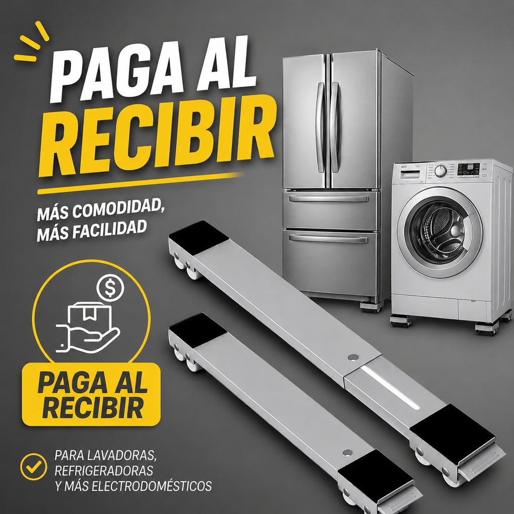 🔥 ¡50% OFF! Base Móvil Ajustable para Lavadora, Refrigeradora y Muebles Pesados